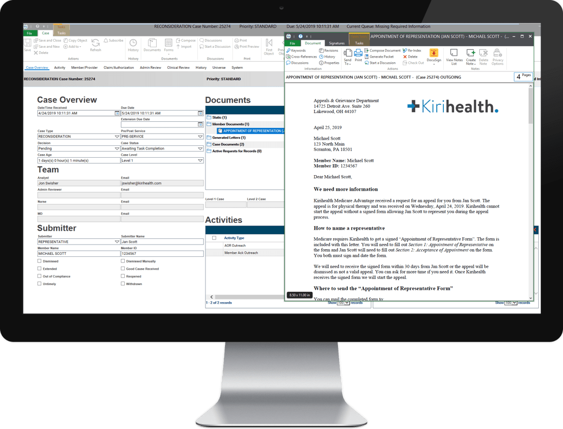 Kiriworks appeals and grievances automated correspondence