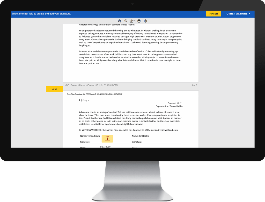 Network development and contracting electronic signatures
