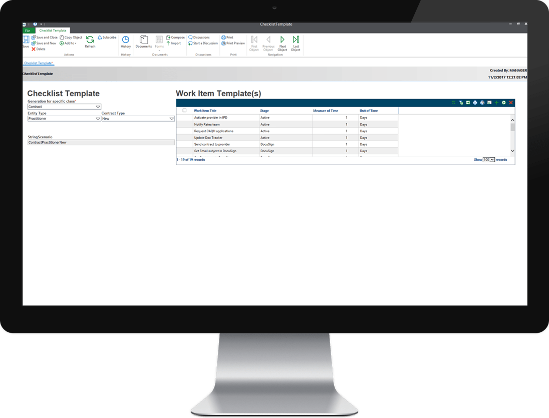 Network development and contracting library of templates